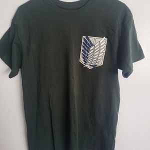 Attack On Titan  Shirt Men's M Green Crew Neck Short Sleeve Size Medium M